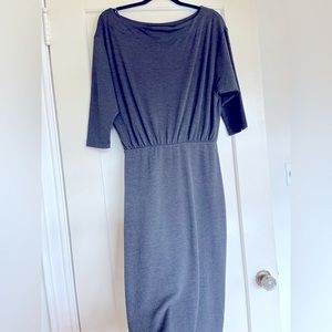 Charcoal, asymmetrical Anthropologie midi-length dress